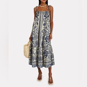 Farm Rio Pineapple Garden Blue Print Maxi Dress Sz M